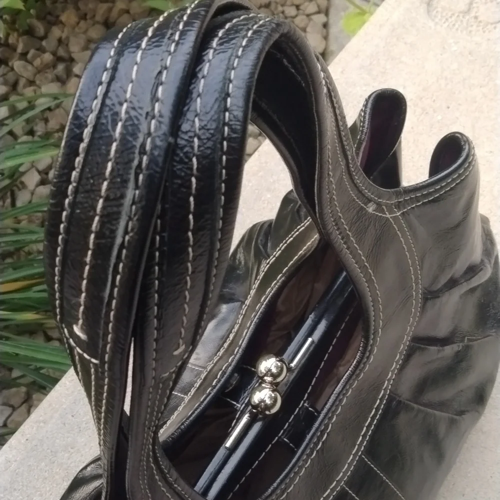 Coach Ergo Pleated Leather Kiss Lock Shoulder Bag, Vintage